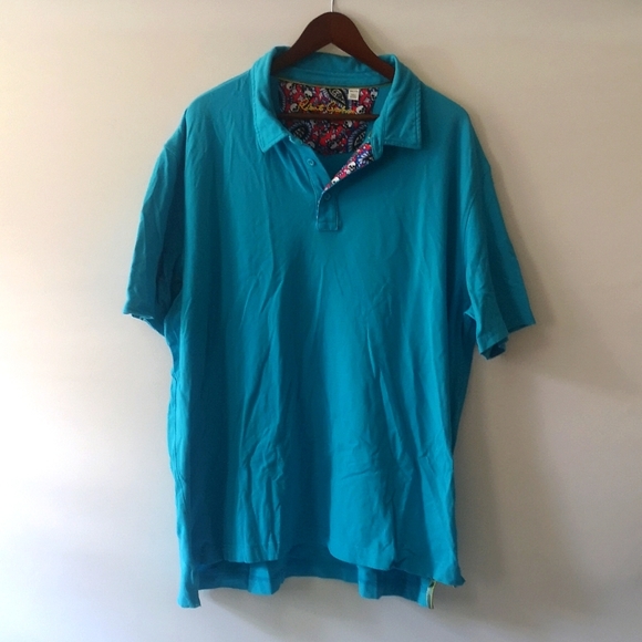 Men's XXL Robert Graham 3-Button Collar Short-sleeve Golf Shirt, Blue & Skeleton - Picture 1 of 4